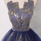 Blue tulle long prom gown blue evening dress  8462