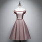 Red/Pink/Yellow/Blue Cute Off Shoulder Short Elegant Satin Prom Dress Homecoming Dress Party Dress 8211