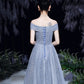 Blue tulle sequins long prom dress blue evening dress  10465
