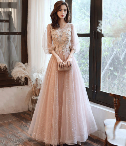 Süßes langes Ballkleid aus Tüllspitze A-Linie Abendkleid 10554