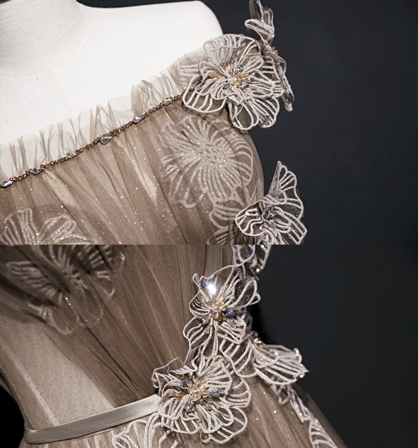 Süßes Tüll langes Ballkleid A-Linie süßes Abendkleid 8694