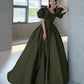 Robe de princesse longue en satin vert coupe A 10192