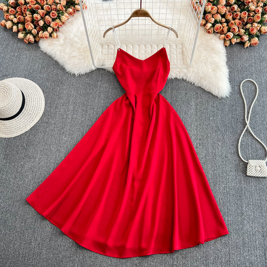 Einfaches A-Linie V-Ausschnitt Kurzes Kleid Modekleid 10693