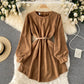 Robe simple à manches longues en velours côtelé Robe tendance 10887