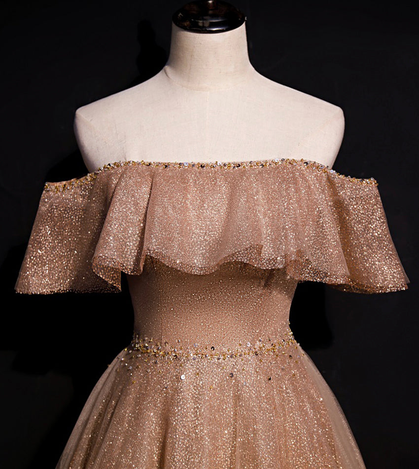 A line tulle sequins long prom dress evening dress  8541