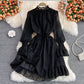 Cute A Line Long Sleeve Dress Black Dress  10833