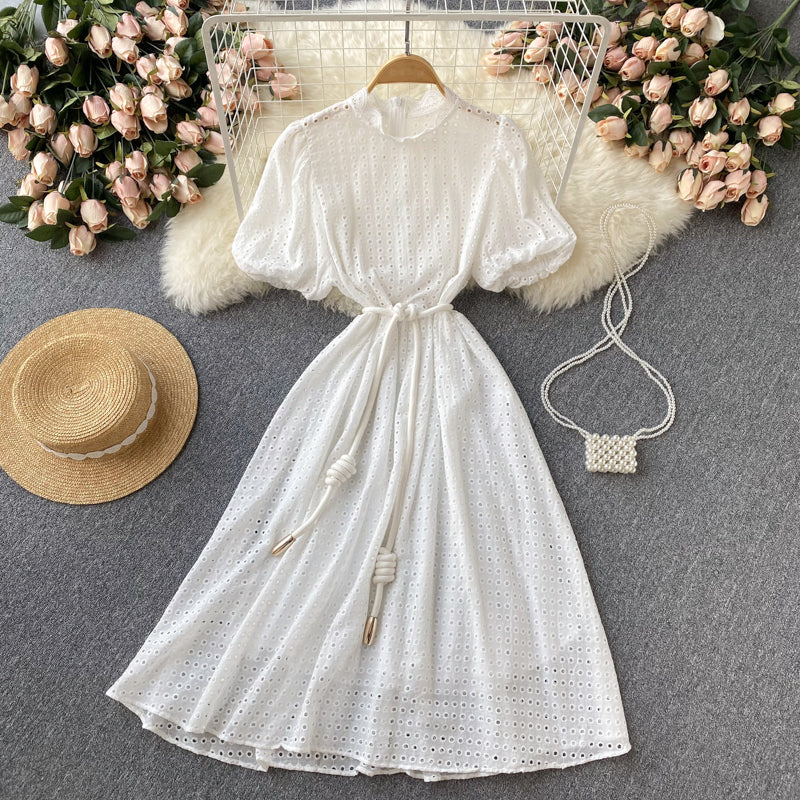 Süßes Ausschnitt A-Linie Kleid Modekleid 10665
