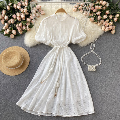 Süßes Ausschnitt A-Linie Kleid Modekleid 10665