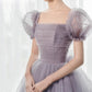 Purple tulle long prom dress A line evening gown  10308