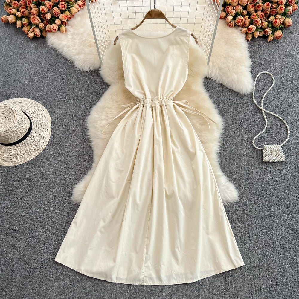 Simple V Neck Short Dress Fashion Dress  10695