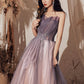 Robe de soirée longue en tulle violet à paillettes 10648