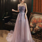 Robe de soirée longue en tulle violet à paillettes 10624