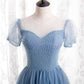 Blaues langes Ballkleid aus Tüll in A-Linie blaues Abendkleid 8728