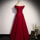 Robe de soirée longue en satin bordeaux Robe de soirée trapèze 10138