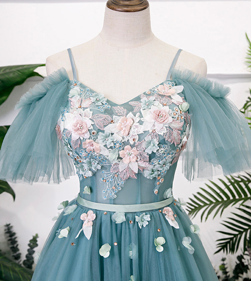 Blaues langes Ballkleid mit V-Ausschnitt, blaues Abendkleid 8530