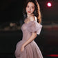 Pink tulle long prom dress pink evening dress  10218