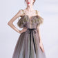 Graugrünes Tüll Pailletten langes Ballkleid Abendkleid 10616
