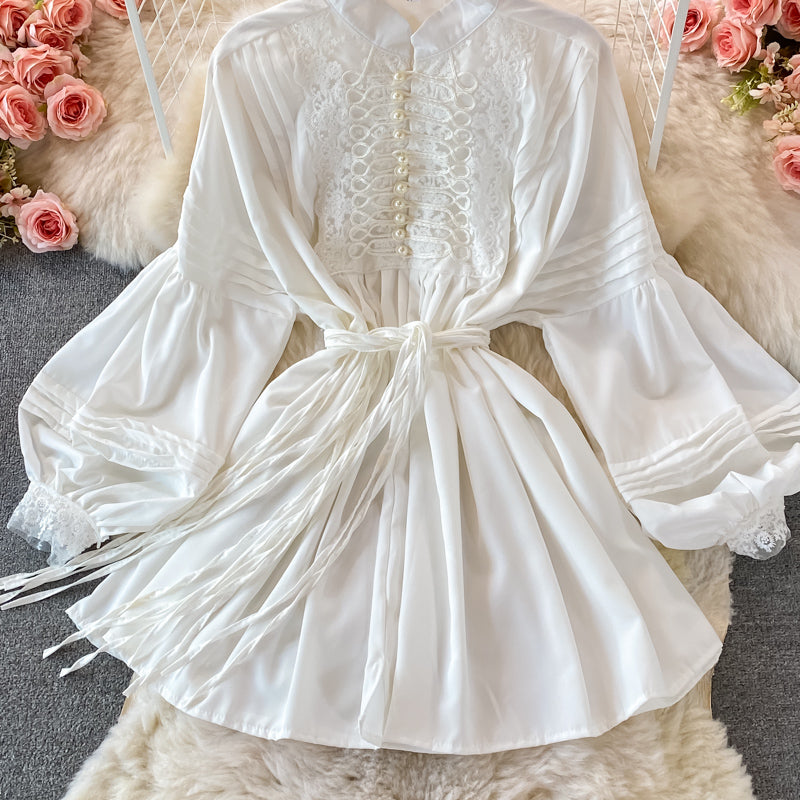 Robe à manches longues en dentelle douce Robe tendance 10744