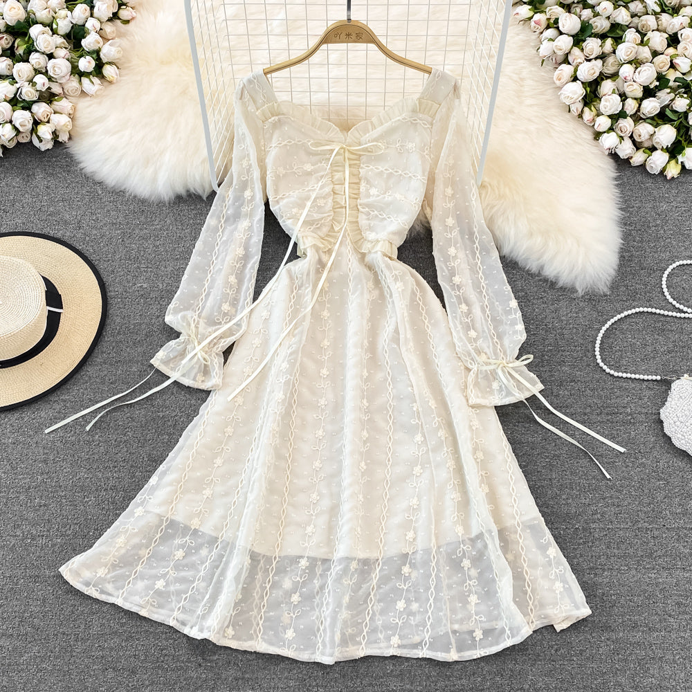 A-line lace dress fairy's first love Platycodon skirt  11203