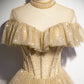 Gold A line sequins long ball gown dress formal dress  8597