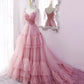 Blaues langes Ballkleid aus Tüll in A-Linie blaues Abendkleid 10551