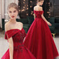 Burgundy tulle lace long prom dress A line evening gown  10323