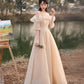 Cute tulle sequins long prom dress A line evening dress  10571