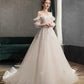 Robe de soirée longue en tulle et dentelle mignonne Robe de soirée trapèze 10573
