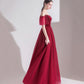 Bugundy Samt Tüll langes Ballkleid A-Linie Abendkleid 10553