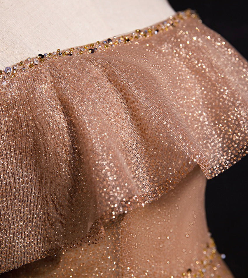 A line tulle sequins long prom dress evening dress  8541