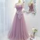 Lila Tüll langes A-Linie Ballkleid Abendkleid 8820