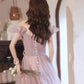 Pink tulle sequins long prom dress pink evening dress  10452