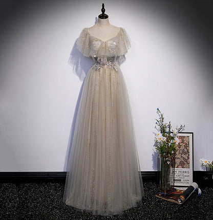 Süßes Tüll Pailletten langes Ballkleid Abendkleid 10180