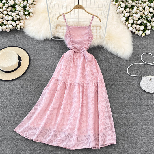 High waist slim A-line lace dress  11202
