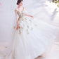 White tulle sequins long prom dress white evening dress  10537