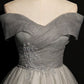 Robe de soirée longue en tulle gris à paillettes 8701