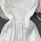 Simple V Neck Short White Dress Fashion Girls Dress  10802