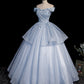 Blaues Tüll-Spitzen-Ballkleid-Kleid, lang, formelle Kleider 10475