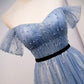 Blaues Tüll langes A-Linie Ballkleid Abendkleid 8686