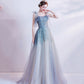 Robe de soirée longue en tulle à paillettes et jolie ligne A 10227