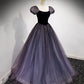 Black and purple tulle long prom dress evening dress  8879