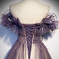 Purple tulle long ball gown dress formal dress  8544