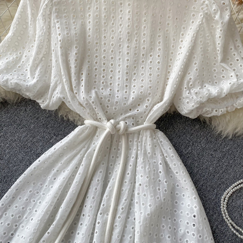 Süßes Ausschnitt A-Linie Kleid Modekleid 10665