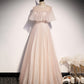 Rosa Tüll langes Ballkleid A-Linie Abendkleid 10331