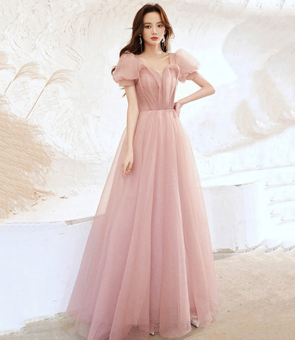 Rosa langes Ballkleid aus Tüll Rosa Abendkleid 10258