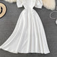 Narrow waist and thin bubble sleeve suspender dress  11172