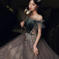 Cute tulle long prom dress A line evening dress  10345