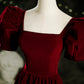 Burgund Samt lange A-Linie Ballkleid Abendkleid 8804