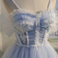 Blue tulle lace short prom dress homecoming dress  10540