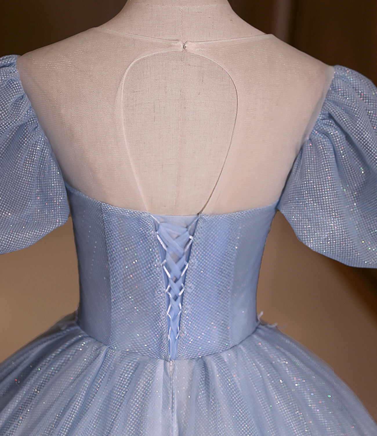 Blaues, glänzendes, modisches, elegantes, exquisites Tüll-Spitzenkleid mit Blumenapplikationen, langes Ballkleid, Abendkleid, Abschlusskleid 10259